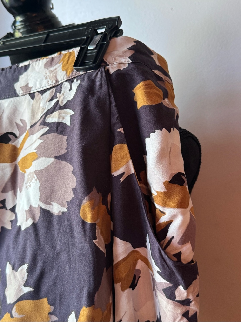 Floral Print A-Line Skirt in Navy and Mustard large - Picture 3 of 4